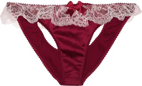 Myla Rosalyn LaceTrimmed Satin Briefs in Red - Lyst