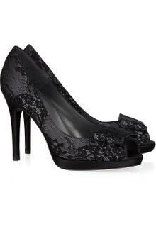 Stuart Weitzman Lace-covered Satin Pumps - Lyst
