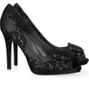 Stuart Weitzman Lacecovered Satin Pumps in Black - Lyst