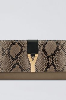 Yves Saint Laurent Python Y Clutch - Lyst