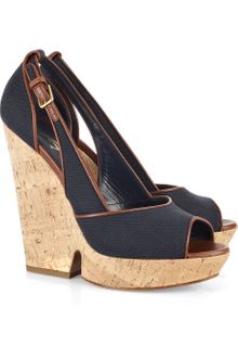Yves Saint Laurent Deauville Canvas Wedge Sandals - Lyst