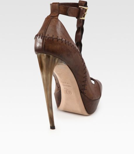 dark brown platform pumps