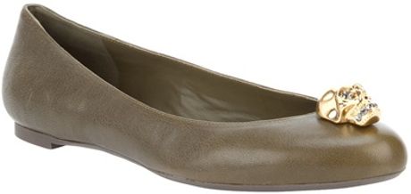 Alexander Mcqueen Skull Detail Ballet Pump in Green - Lyst