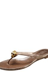 Alexander McQueen Skull-detail Thong Sandal, Rose Gold