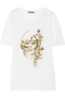 Alexander McQueen Embellished Cotton Skull T-shirt - Lyst