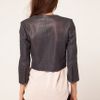 Asos Collection Laser Cut Leather Jacket in Gray (grey) - Lyst