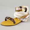 Avec Moderation Print Scarf Ankle Wrap Sandals in Gold - Lyst