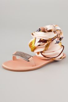 Avec Moderation Print Scarf Ankle Wrap Sandals - Lyst