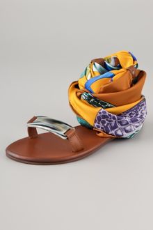 Avec Moderation Print Scarf Ankle Wrap Sandals - Lyst