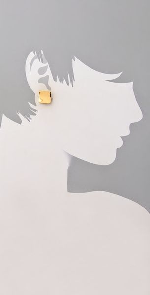 Elizabeth And James Saddle Button Earrings in Gold - Lyst