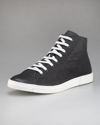Ferragamo Ok Embossed Hi-top Sneaker - Lyst