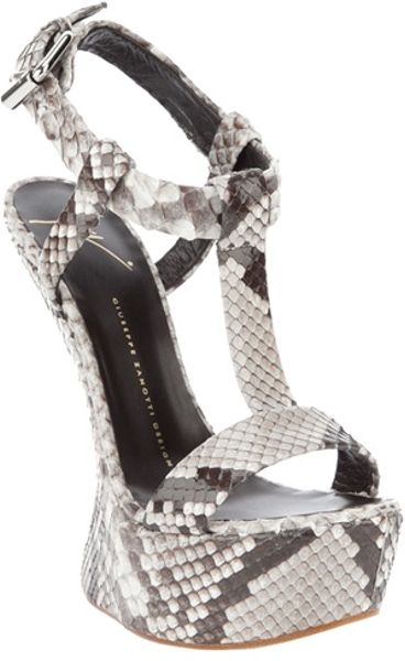 Giuseppe Zanotti Cutout Wedge Sandal in Animal (grey) - Lyst