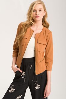 Halogen Zip Knit Twill Jacket - Lyst