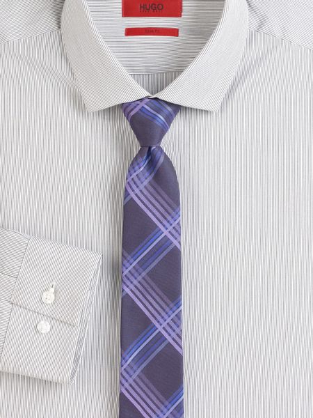 Hugo Checked Silk Tie in Purple for Men - Lyst