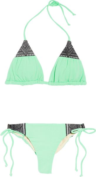 Mara Hoffman Embroidered Triangle Bikini in Green (mint) - Lyst