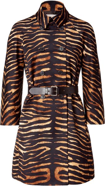Michael Kors Tiger Print Doublebreasted Coat in Animal (tiger) - Lyst