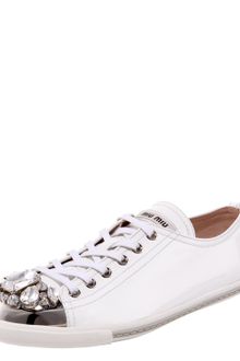 Miu Miu Jeweled-toe Sneaker - Lyst
