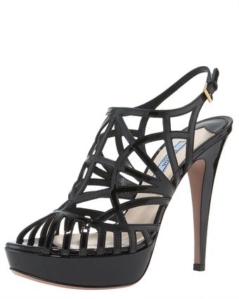 Patent Caged Slingback Sandal 