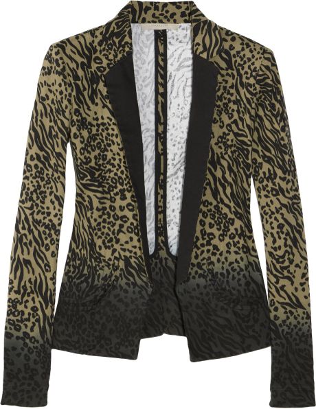 Preen Line Bridget Animalprint Stretchcotton Drill Blazer in Animal - Lyst