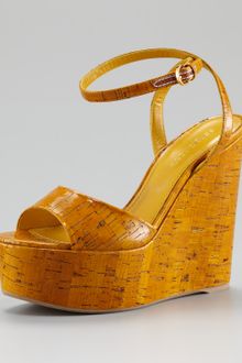 Sergio Rossi Cork Platform Wedge Sandal - Lyst