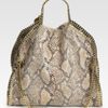 Stella Mccartney Snakeprinted Linen Falabella Foldover Tote Bag in Beige (camel) - Lyst