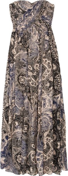 Tibi Swirl Paisley Printed Silkchiffon Maxi Dress in Black - Lyst