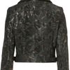 Topshop Metallic Snakeskin Leather Jacket in Green - Lyst
