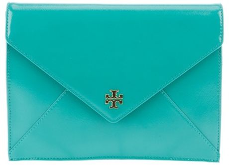 Tory Burch Leather Clutch in Blue (turquoise)