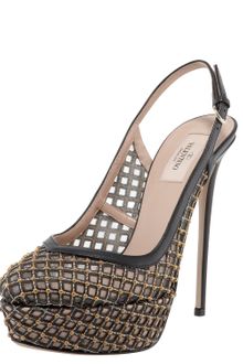 Valentino Studded Lattice Platform Slingback - Lyst