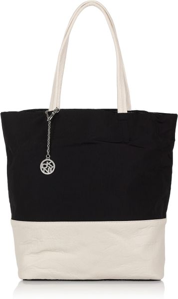 Dkny Leather and Nylon Tote in Black (white) - Lyst