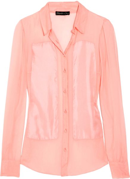 Elizabeth And James Emile Paneled Silkcrepe Blouse in Pink - Lyst