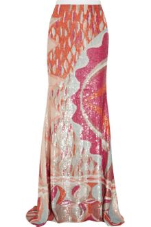 Emilio Pucci Sequined Silk Maxi Skirt - Lyst