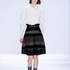 Richard Chai Fall 2012 Striped Skirt with Large Pleats in Gray (black, grey) - Lyst