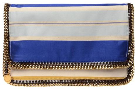 Stella Mccartney Falabella Silk Striped Foldover Clutch in Multicolor (multi) - Lyst