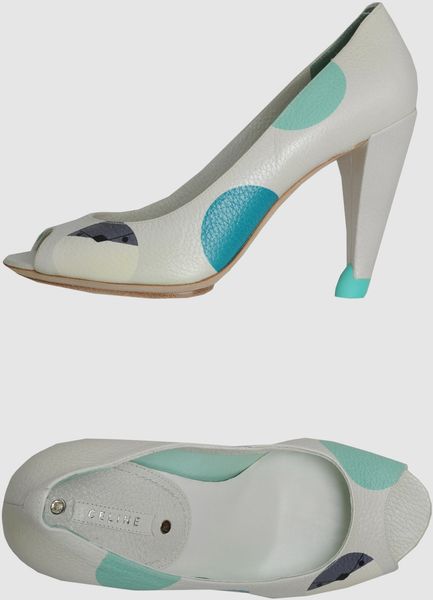 Celine Pumps with Open Toe in Gray (white) - Lyst