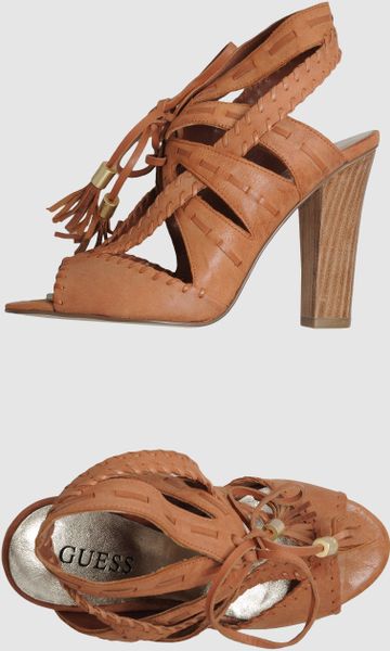 Guess Highheeled Sandals in Brown - Lyst
