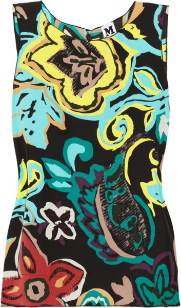 M Missoni Printed Crepe Top in Multicolor (black) - Lyst
