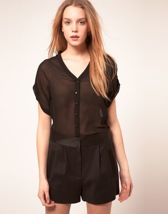  Asos Blouse with Drop Collar and Button Front 