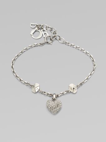 Dior Pavé Pop Heart Charm Bracelet/palladium - Lyst