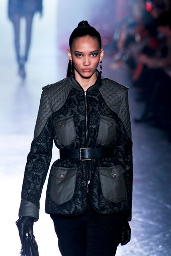 Jason Wu Fall 2012 Lace Trimmed Puffy Jacket With Front Zip Closure Four Front Pockets And Quilted Shoulders In Military Green  - Lyst