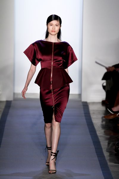 Peter Som Fall 2012 Peplum Detail Evening Dress in Red - Lyst