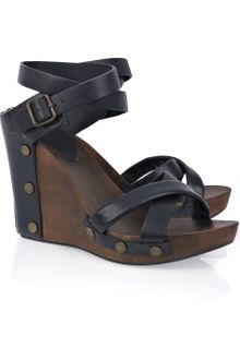 See By Chloé Leather and Wood Wedge Sandals - Lyst