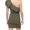 Valentino One Shoulder Stretch Dress with Ruffles in Green - Lyst