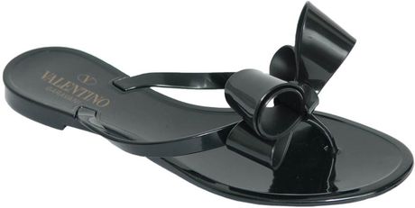 valentino black bow flip flops