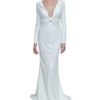 Valentino Stretch Cady Long Dress with Deep Neckline in White - Lyst