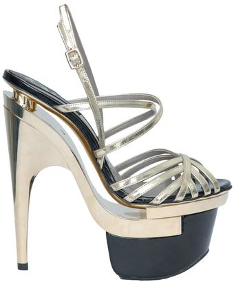  Laminated Leather Sandals with Plateau 
