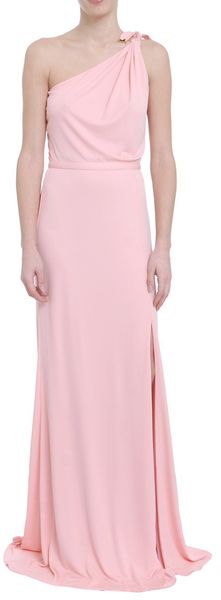 Versace One Shoulder Long Dress with Slit in Pink - Lyst