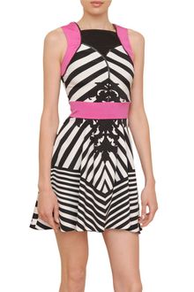 Versace Two Colored Silk Crepe Dress with Fluo Profile - Lyst