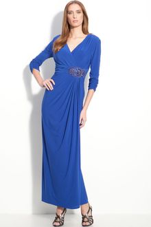 Alex Evenings Beaded Ruched Jersey Gown - Lyst