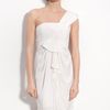 Bcbgmaxazria Drape Front One Shoulder Satin Dress in White - Lyst